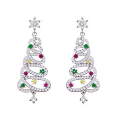 Boucles d'oreilles strass sapin de Noël
